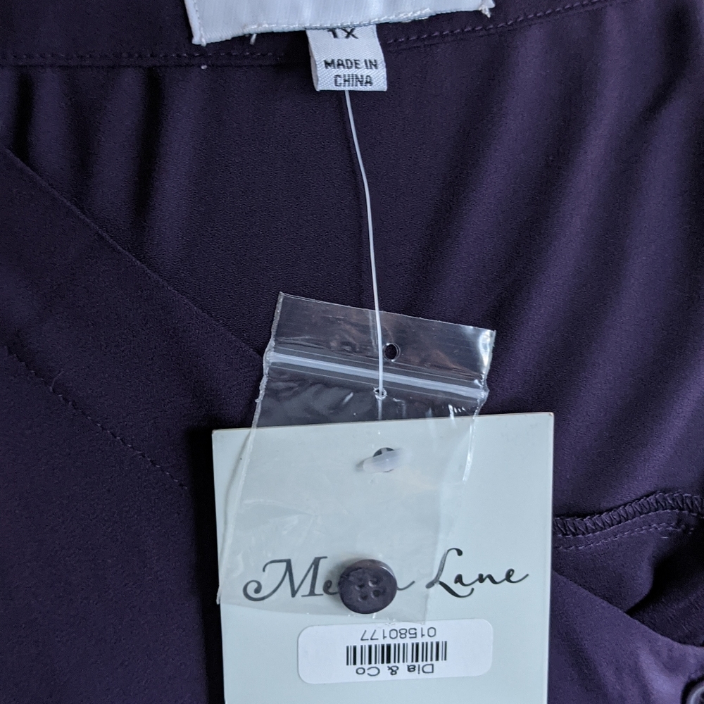 NWT 1x purple button up blouse Meera Lane - Picture 5 of 7